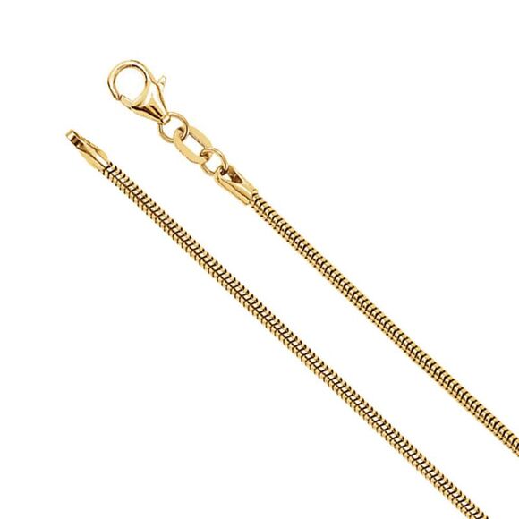 1.5mm 14k Yellow Gold Solid Round Snake Chain Necklace 16 Inch